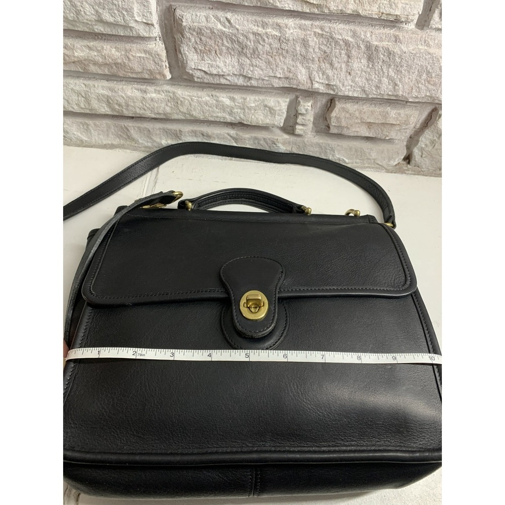 Coach Willis Bag 9927 Vintage Black Leather Crossbody Dowel Top Handle Purse - Picture 4 of 15